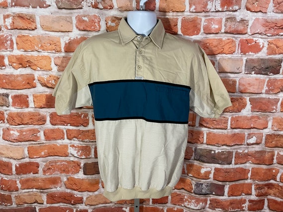 Vintage 80s 90s Banded Striped Polo Shirt - Sz M - Dad