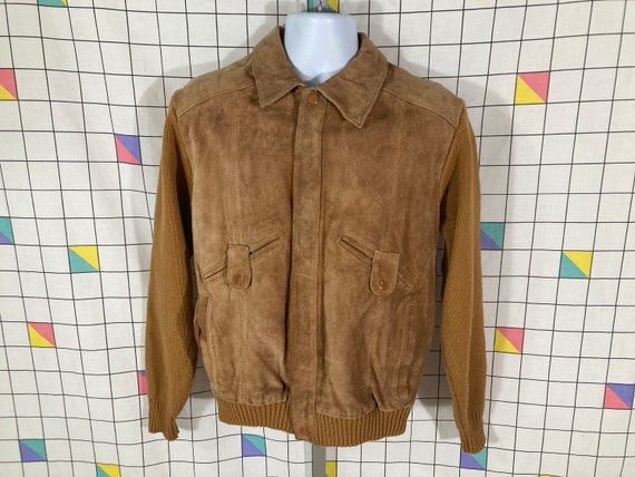 Vintage 70s Suede Leather/sweater Jacket - Sz L/M - Emo