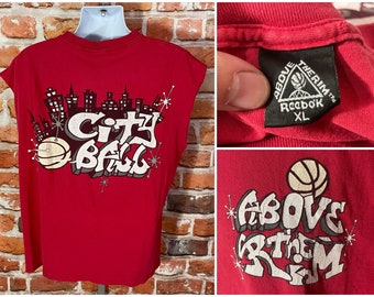 vintage 90s Reebok Above The Rim graffiti cut sleeves tank top - sz XL basketball