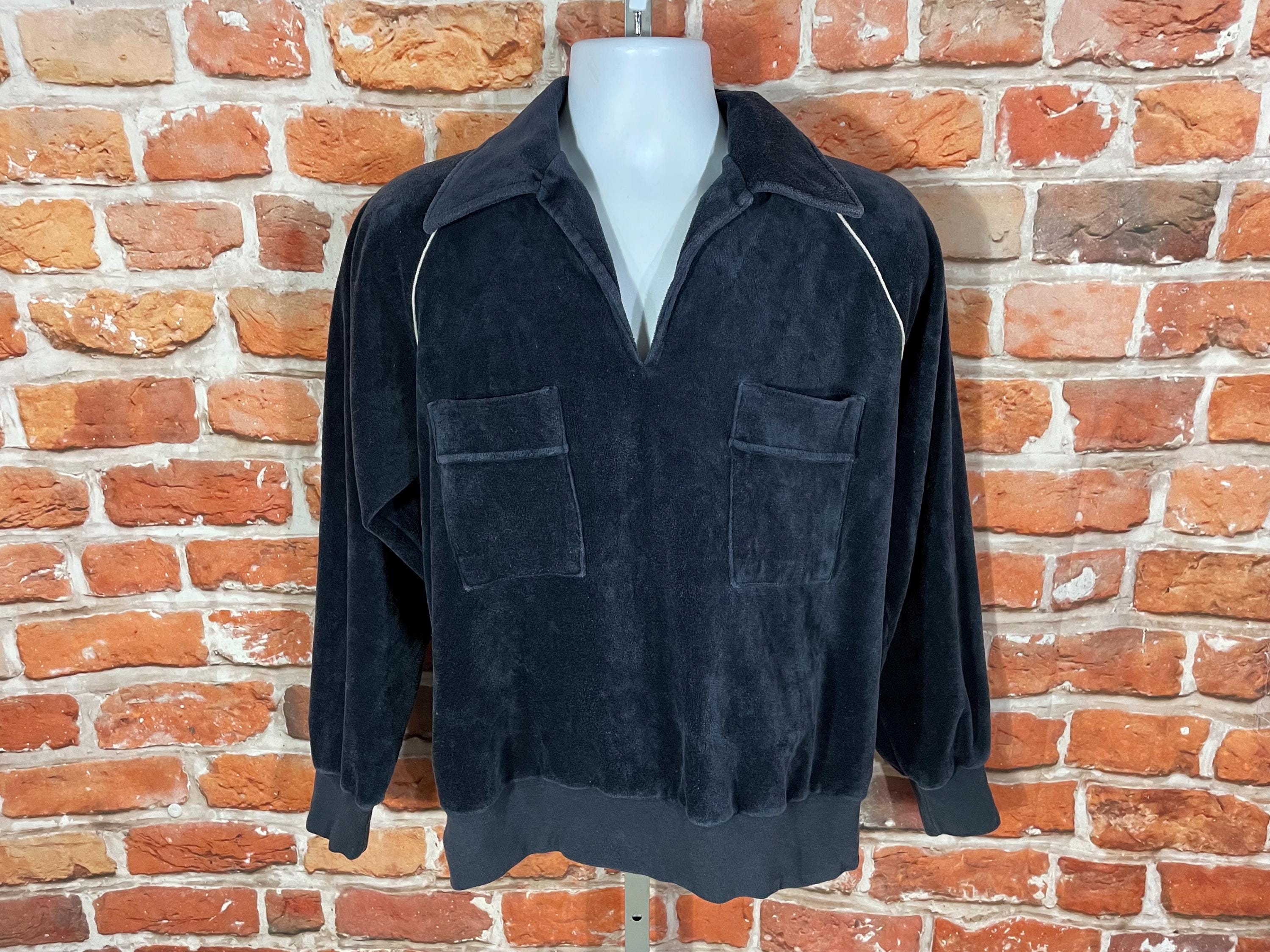 福袋安いいね半額ストア Collar Big Vintage Velour Long M Fits - Shirt Polo Sleeve トップス