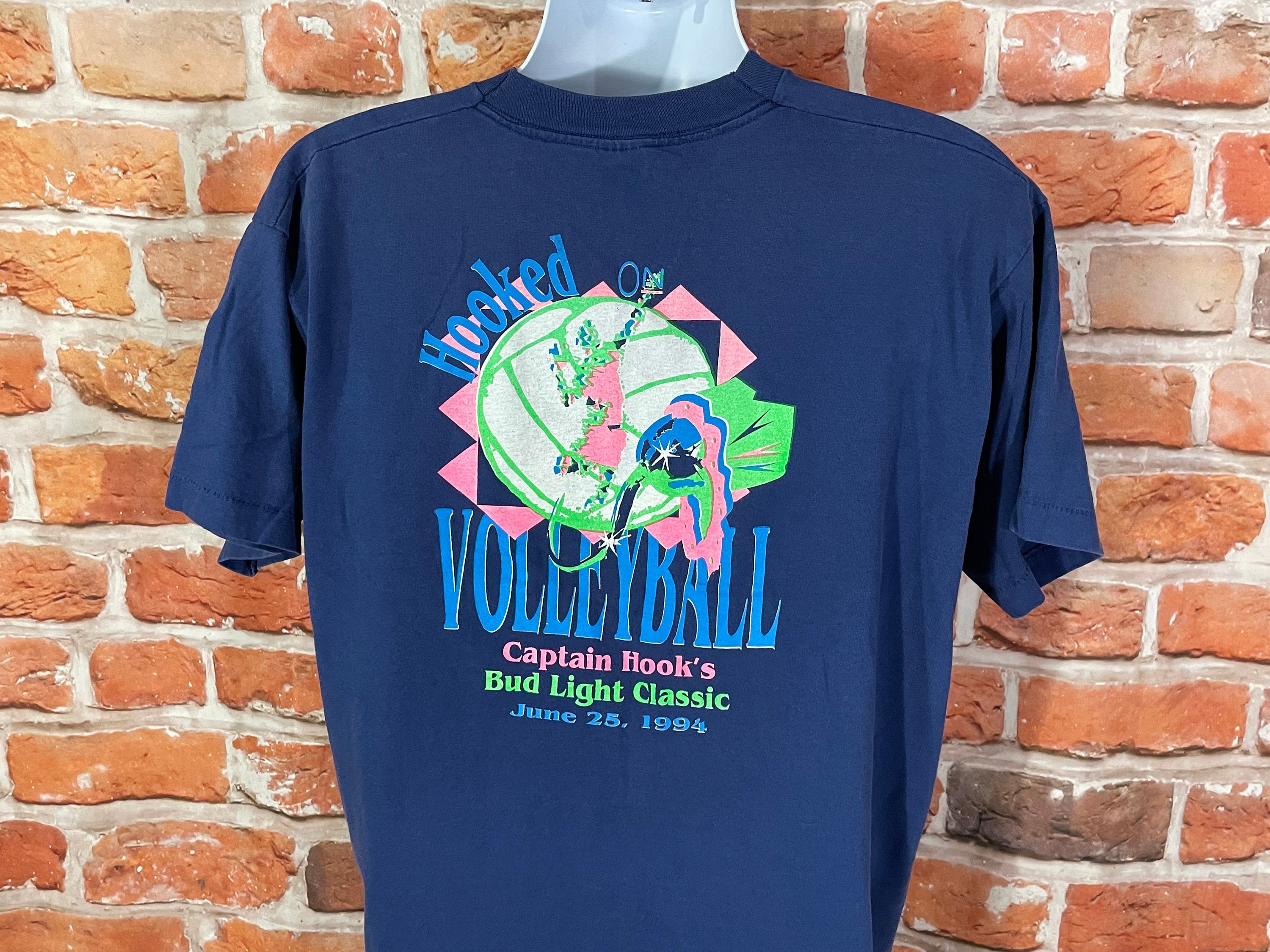 Vintage 90s Captain Hooks Bud Light Volleyball Shirt - Sz XL 