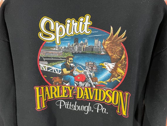 Vintage Harley Davidson Pittsburgh Full Zip Crewneck Sweatshirt Sz