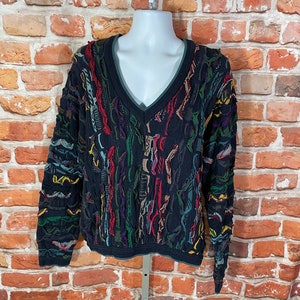 vintage 90s Coogi textured knit sweater - sz XL - cosby funky chunky grunge notirous 3D
