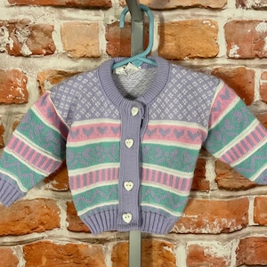 Vintage 80s Pastel Striped Cardigan - Girls 12 Months
