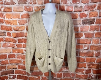 vintage braided cardigan sweater sz L Tall grandpa nerd