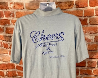 vintage 80s Cheers Fine Food and Spirits bar polo shirt - sz XL - soft thin grunge emo indie
