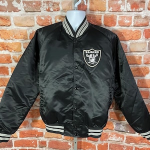 Vintage LA Raiders Satin Bomber Jacket - Chalk Line - 80s/90s XL