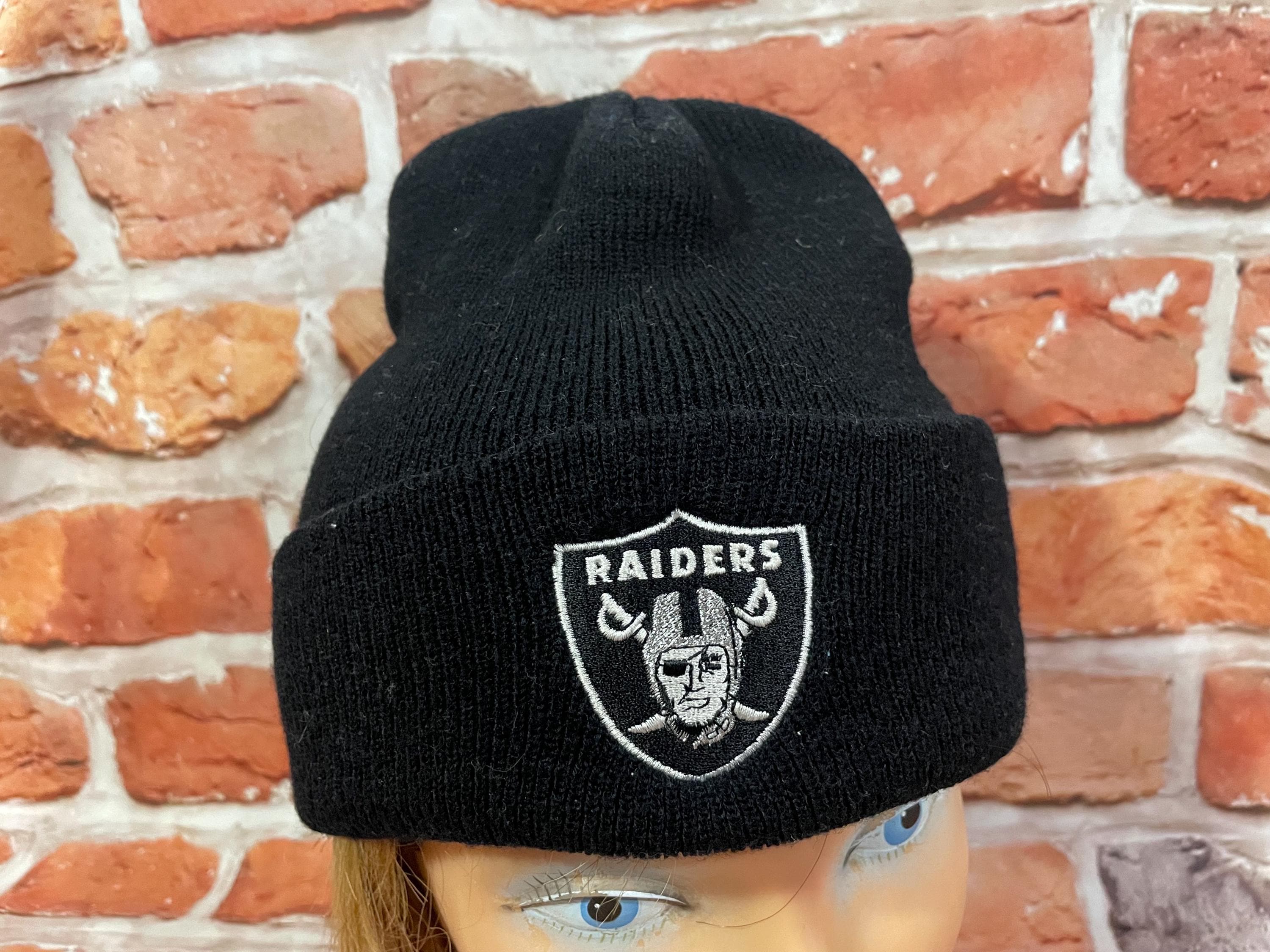 Vintage 90s Raiders Cuffed Beanie Stocking Winter Hat LA Oakland