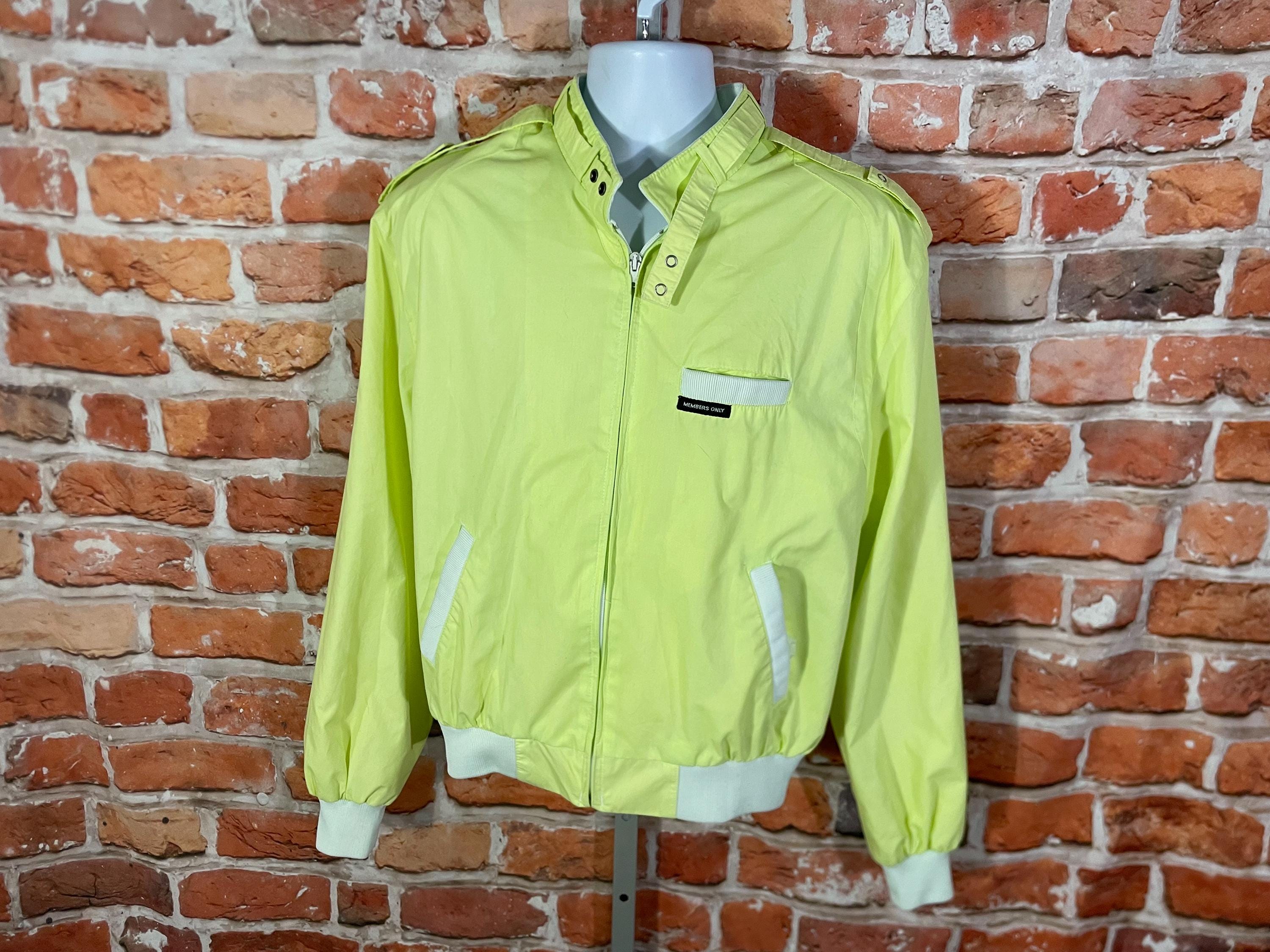 Vintage Neon Green Members Only Racer Jacket Sz 46 Hand Dyed