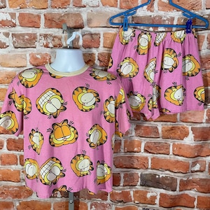 Vintage Garfield Sleep Set: 90s Pink All Over Print, Fits M/S