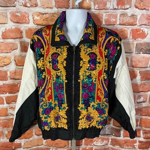 insane 90s East West funky baroque windbreaker jacket - sz L - vintage grandma grunge