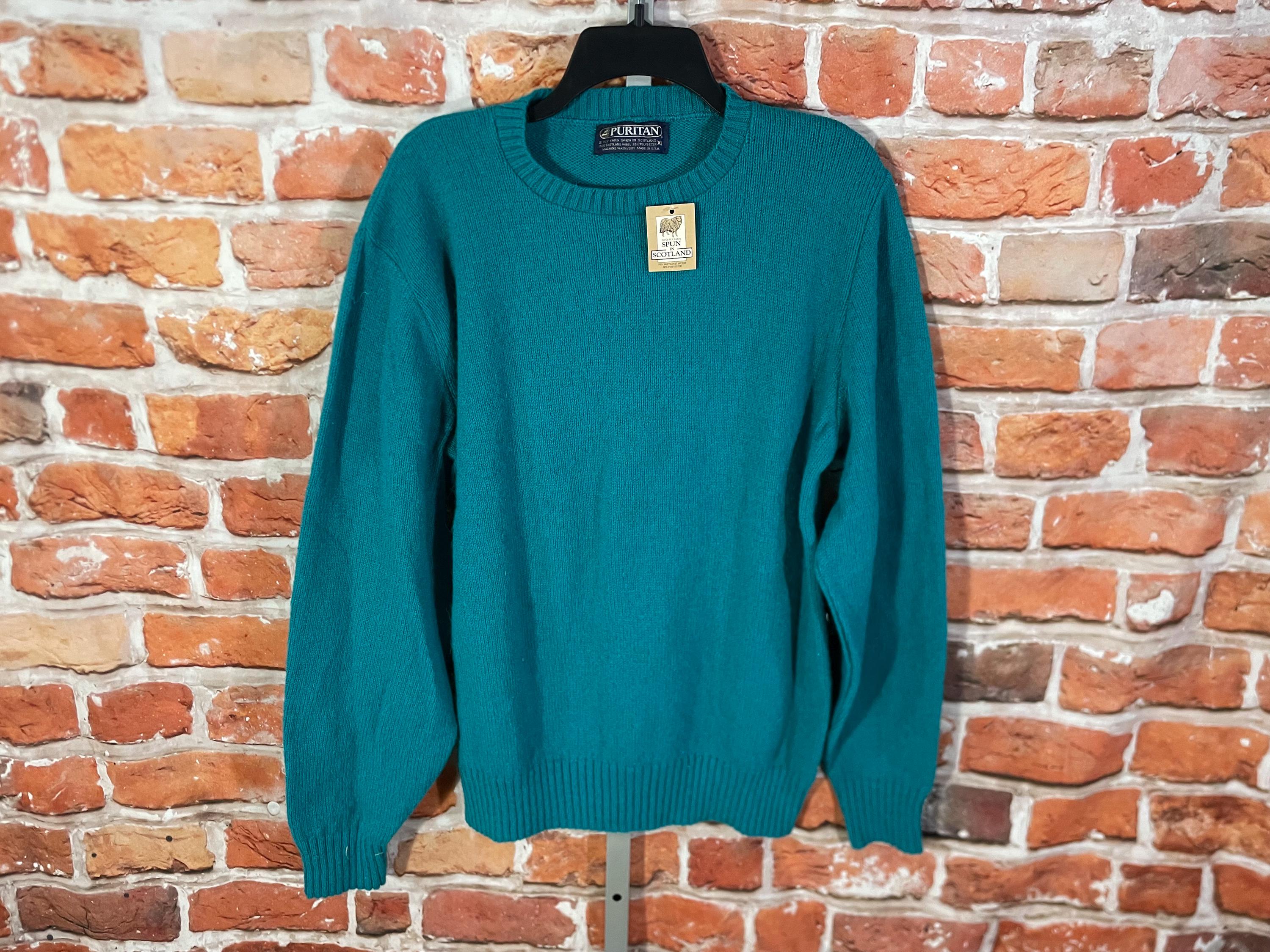 Vintage 80s Teal Puritan Wool Blend Sweater Fits XL/L Nos - Etsy