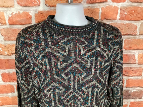 vintage 80s funky geometric abstract sweater w ne… - image 5