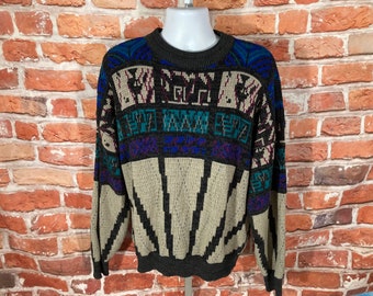 Vintage 80s 90s Geometric McGregor Maximum Sweater - Sz 2XL - Cosby Grunge Indie Funky