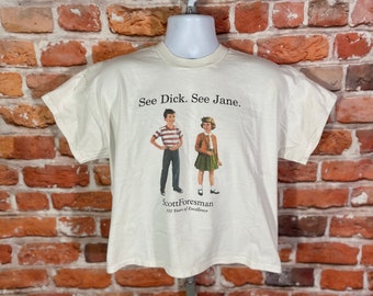 90-tals Dick & Jane crop top - storlek XL - Scott Foresman - vintage crop top