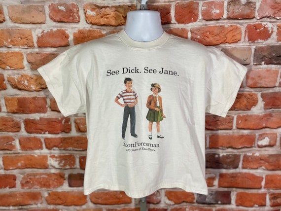 90s Dick & Jane Cropped Shirt - Sz XL - Scott Foresman - Vintage