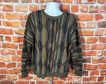 Pull Cosby vintage des années 90 aux tons terre pour grand-père