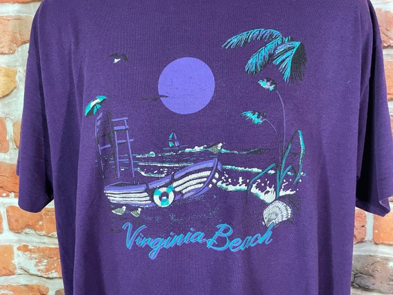 vintage 80s 90s Virginia Beach purple soft shirt … - image 1