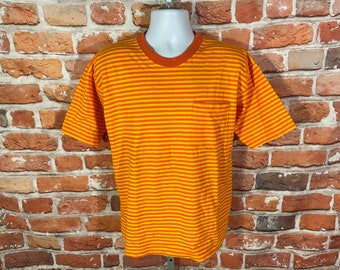 Vintage 80-90-tals neonrandig Gitano-t-shirt med fickor - passar M/S - emo indie-skater grunge-tröja