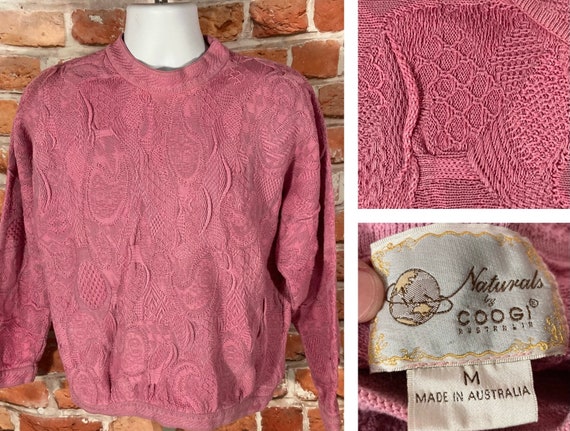 vintage COOGI hand dyed reworked pink textured sw… - image 1