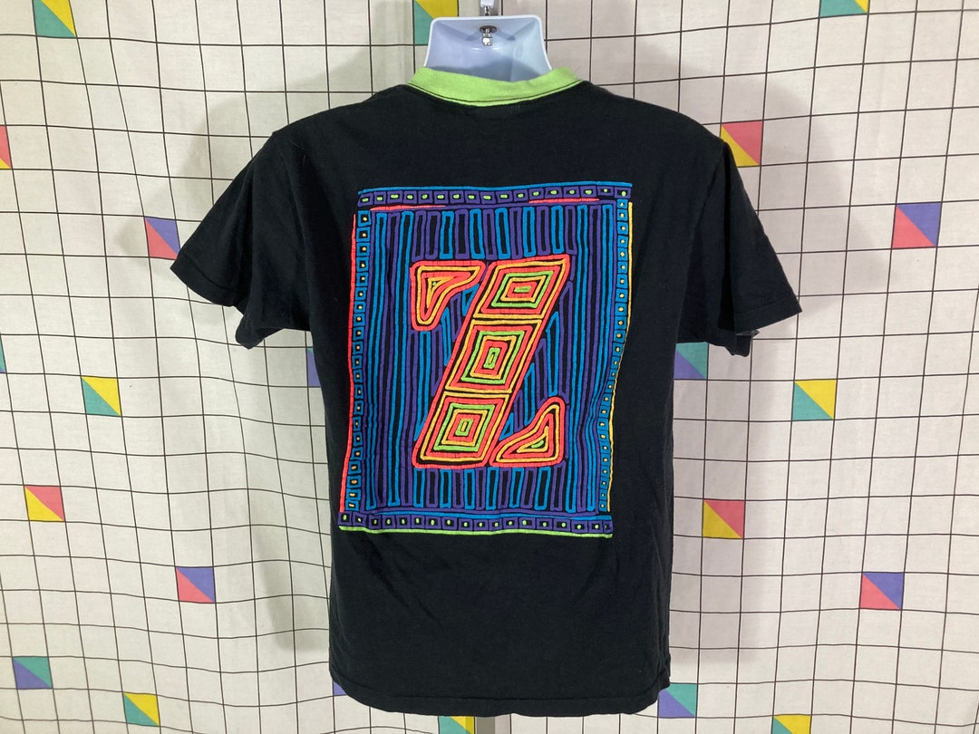 Vintage 80s Jimmyz Textured Neon Print Single Stitch Noen Vintage 80s Jimmyz Textured Neon Print Single Stitch Noen
