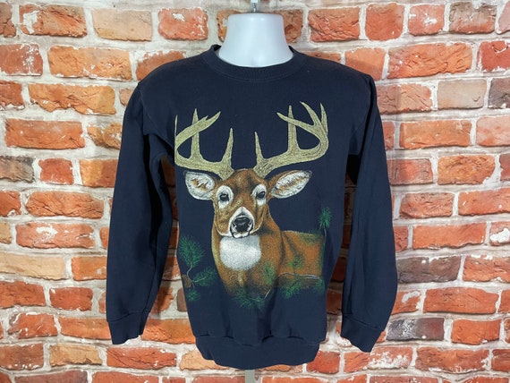 Vintage 90s Deer Sweatshirt Fits S Wildlife Nature Grunge Crewneck