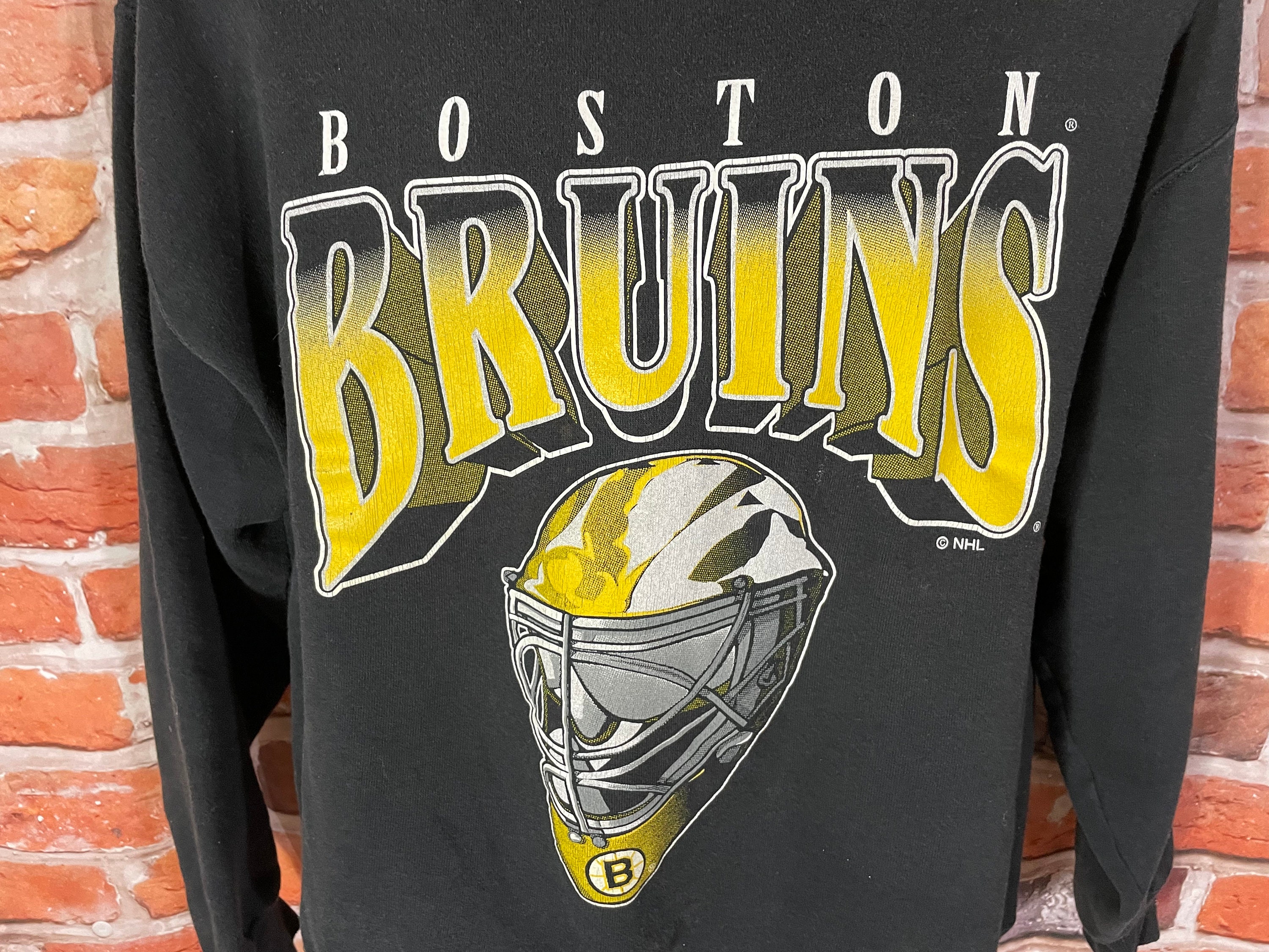 Vintage 90s Boston Bruins Sweatshirt Sz L Crewneck Grunge 