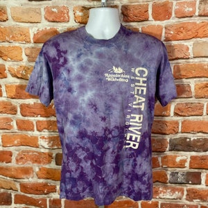vintage 80s Appalachian Wildwaters ice tie dye shirt - sz L/M - single stitch - Cheat River Whitewater emo indie grunge tee