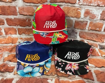 vintage ARS all over tropical Hawaiian snapback trucker hat - 80s 90s floral grunge cap