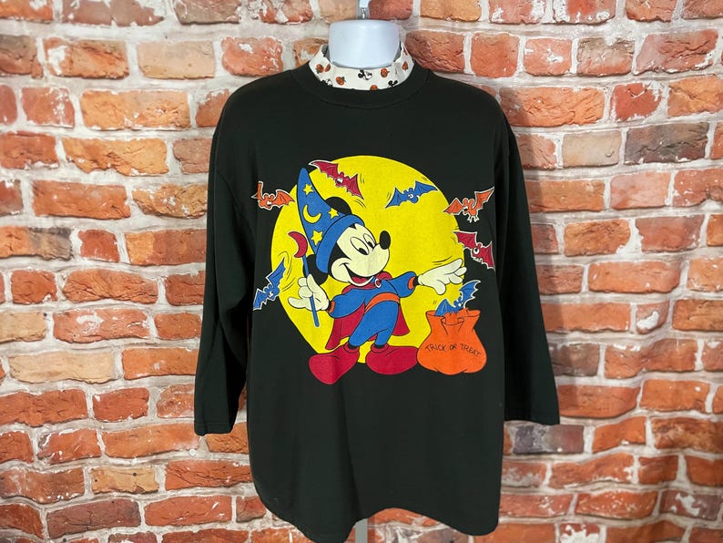 vintage Glow In The Dark Mickey Mouse Halloween sweatshirt fits XL bild 1