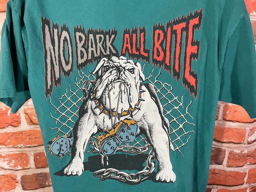 Vintage Lifeforms No Bark All Bite Bulldog Shirt - Sz XL - 90s
