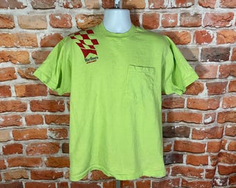 Vintage Neon Green Marlboro Racing Pocket T Shirt - Sz XL Vintage Neon Green Marlboro Racing Pocket T Shirt - Sz XL