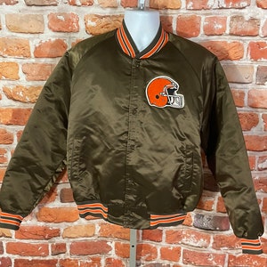 vintage Cleveland Browns Chalkline satin bomber jacket - sz L - 80s 90s diamond quilt lined