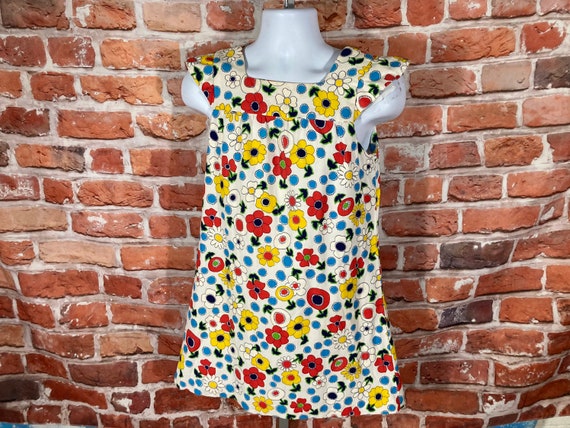 vintage flower dress 60s colorful flowers all ove… - image 1