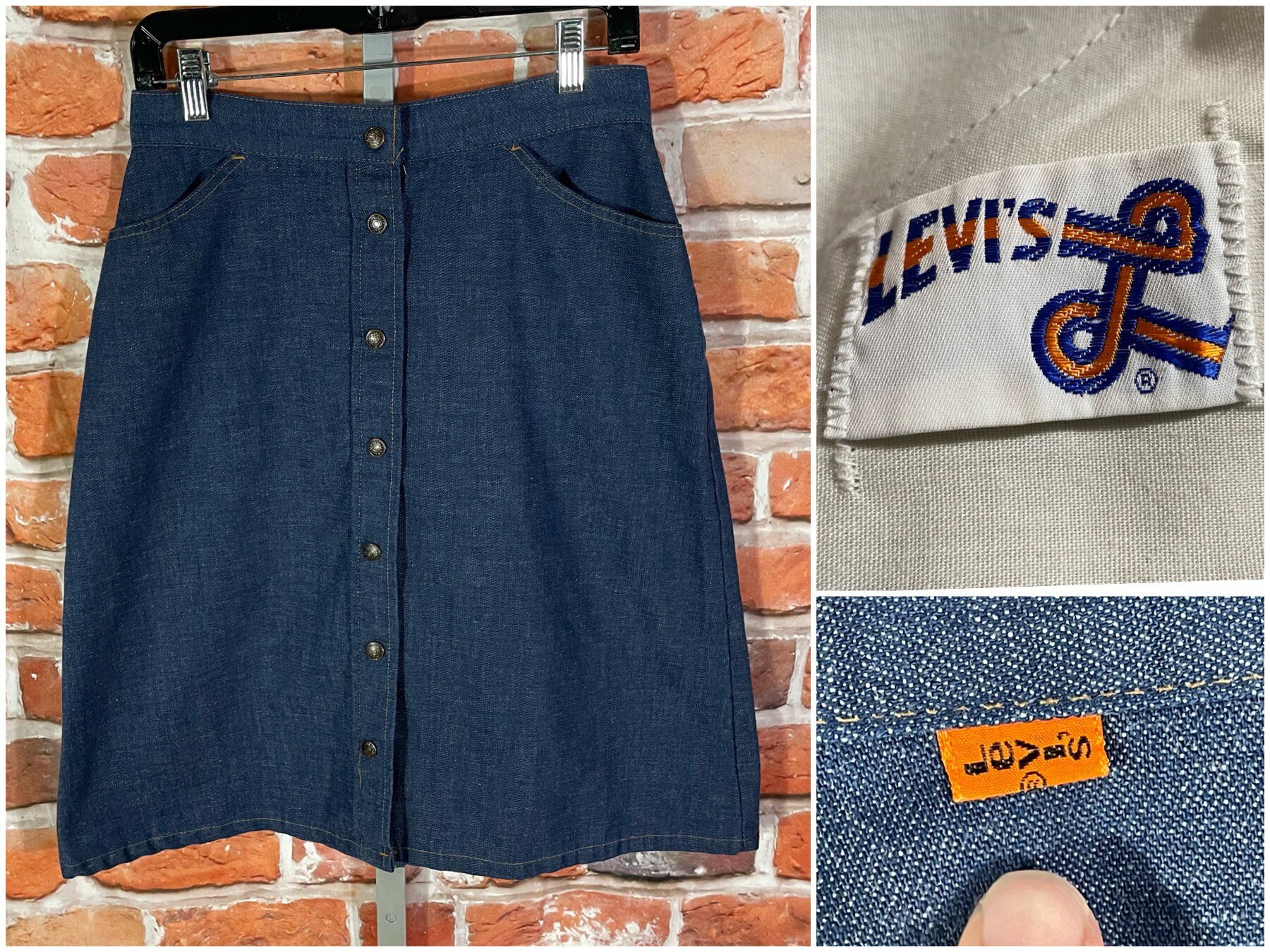 Monogram Denim Button Tab Skirt - Ready-to-Wear