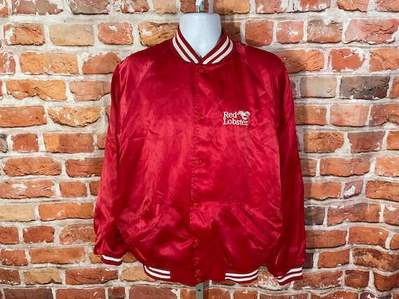 Vintage Red Lobster Satin Bomber Jacket 90s Resturant Promo