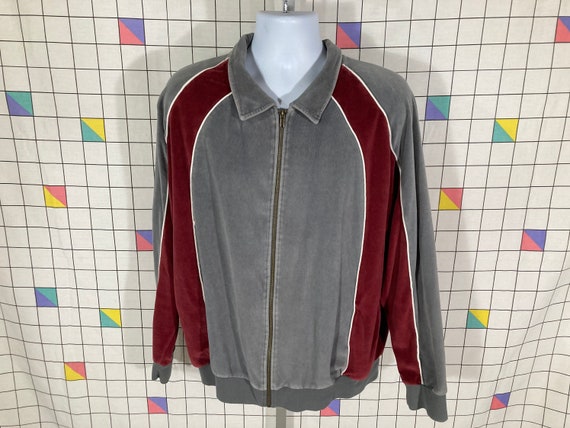 vintage 70s 80s velour track jacket - sz L - emo … - image 1