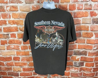 Vintage 1992 Harley Davidson Las Vegas T-shirt - Fits XL - Etsy