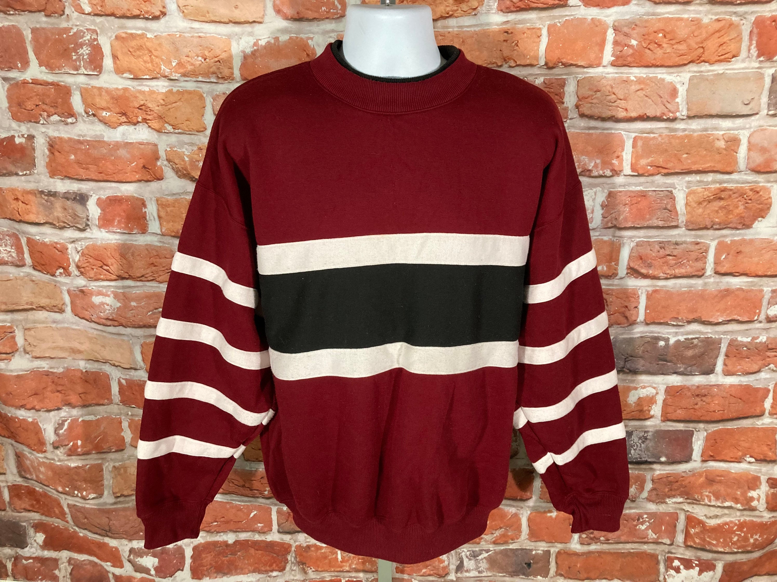 Vintage 80s 90s Striped Burgundy 