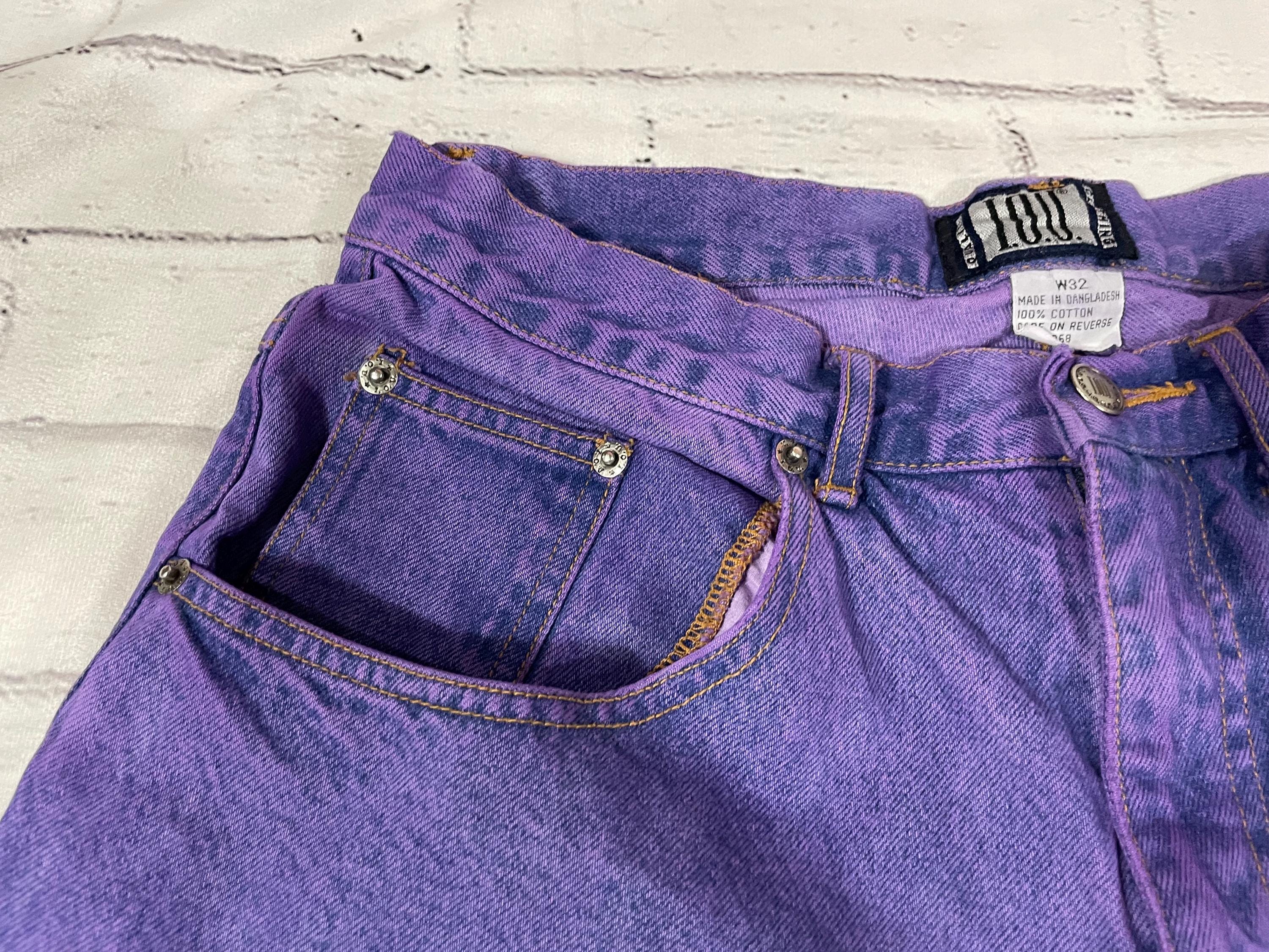 Vintage IOU 90s Baggy Purple Upcycled Jean Shorts - Sz 32