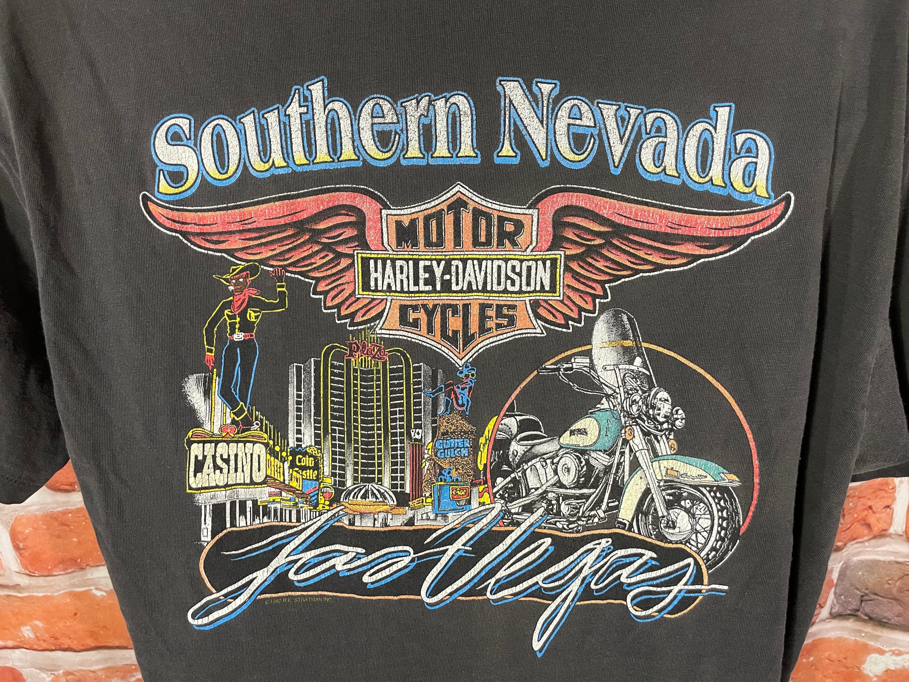 Vintage 1992 Harley Davidson Las Vegas T-shirt - Fits XL - Etsy