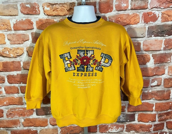 Vintage 90s Yellow Express EXP Athletique Boxy Fit Sweatshirt - Sz