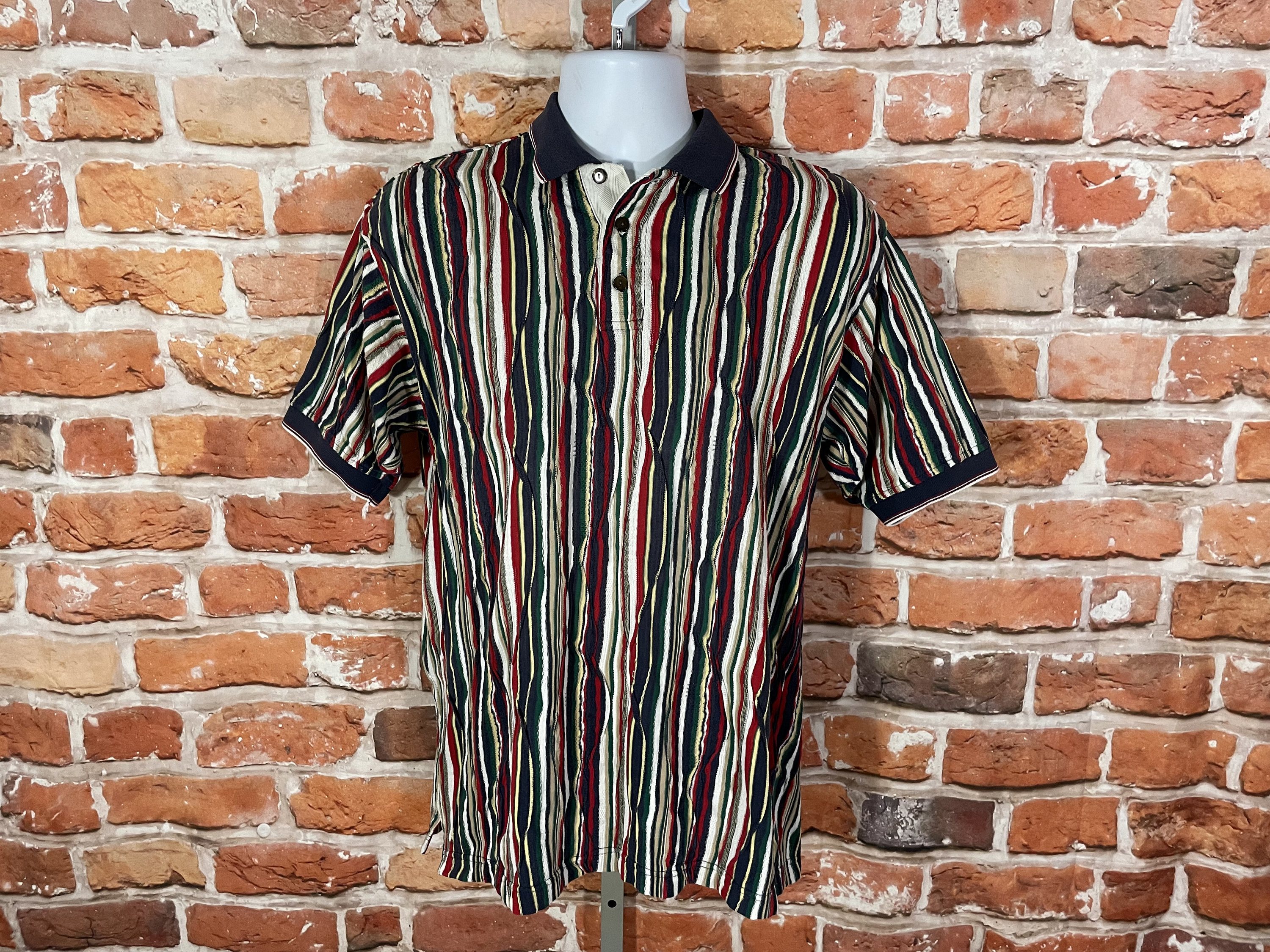 Vintage 90s Cotton Traders Coogi Style Rainbow Knit Textured
