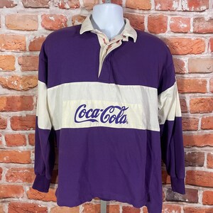 Vintage Coca Cola Purple Rugby Polo Shirt Sz L Striped 80s 90s - Etsy