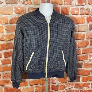 vintage 70s Alligator Lacoste jacket - fits M short fit - tennis blue checkered stripe crazy