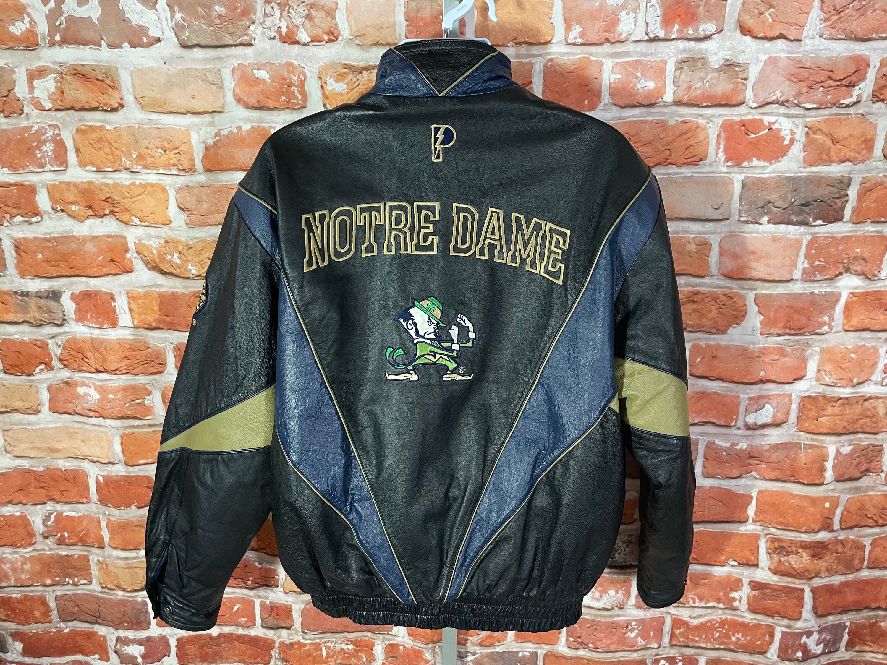 Vintage 90s Notre Dame Leather Pro Player Bomber Jacket Sz L Fighting Irish  - Etsy
