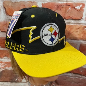 vintage NOS Pittsburgh Steelers snapback hat - 90s spellout funky stripe