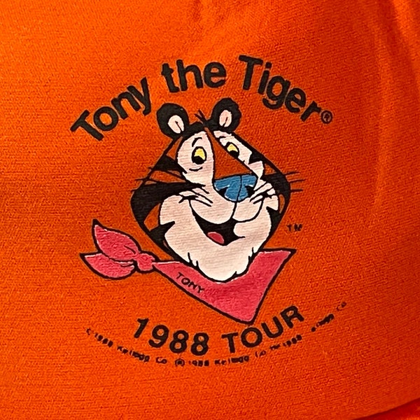 vintage 1988 Tony The Tiger Tour Frosted Flakes mesh trucker snapback promo hat - céréales promo années 80 emo indie grunge
