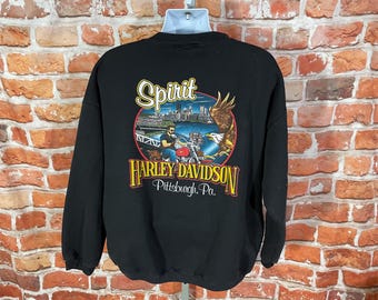 Vintage Harley Davidson Pittsburgh Full Zip Crewneck Sweatshirt Sz