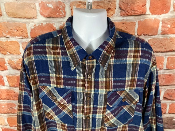 vintage 80s Rugged Acrylic Plaid Flannel shirt - … - image 5